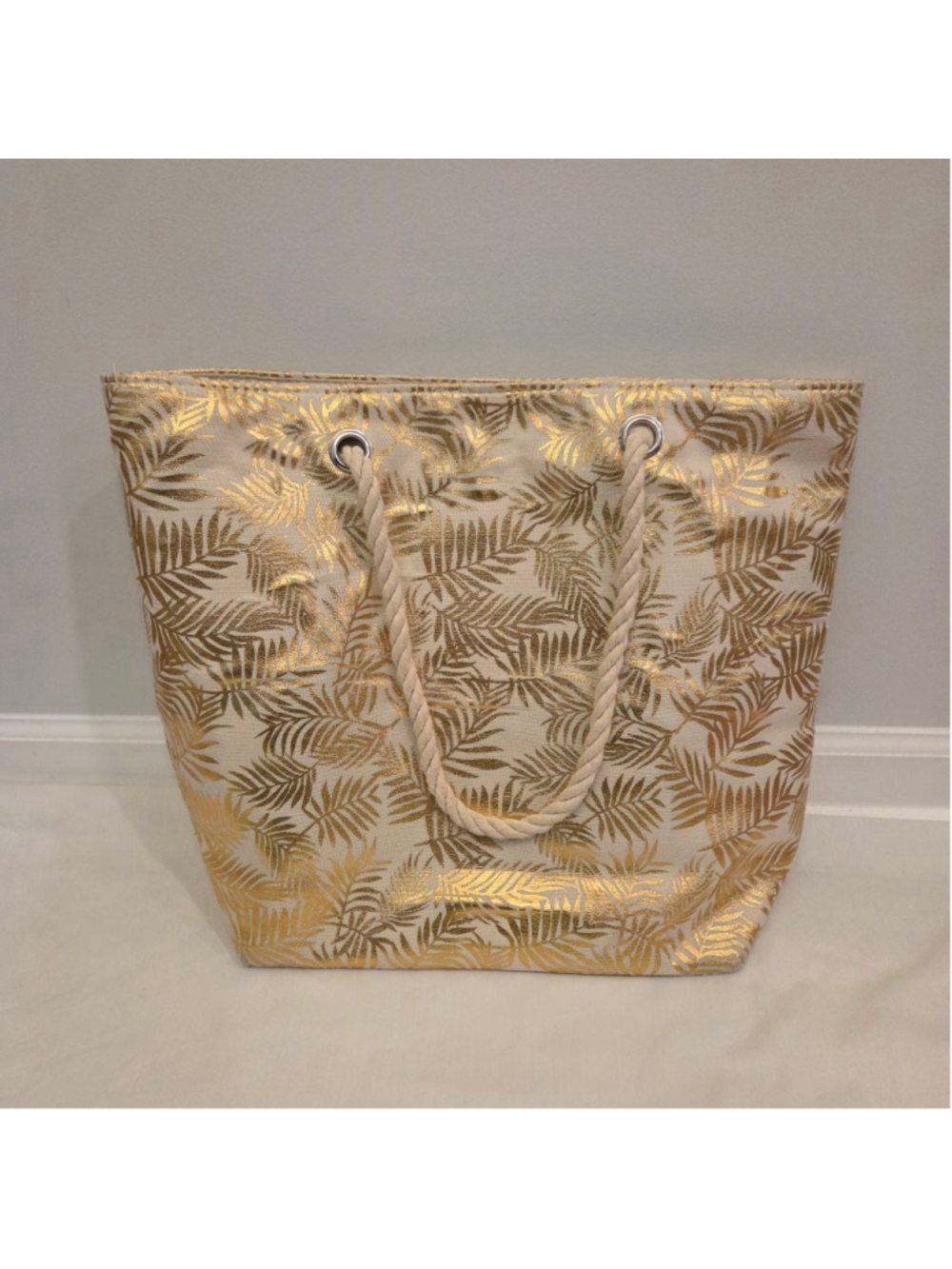 Cruise Club golden palm leaf beach bag 15"×18"